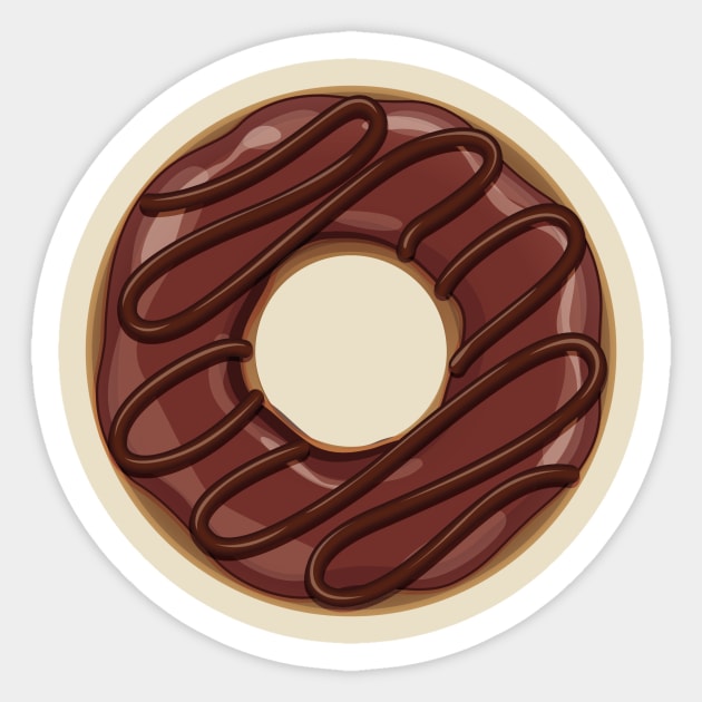 Simple Chocolate Covered Donut Sticker by InkyArt